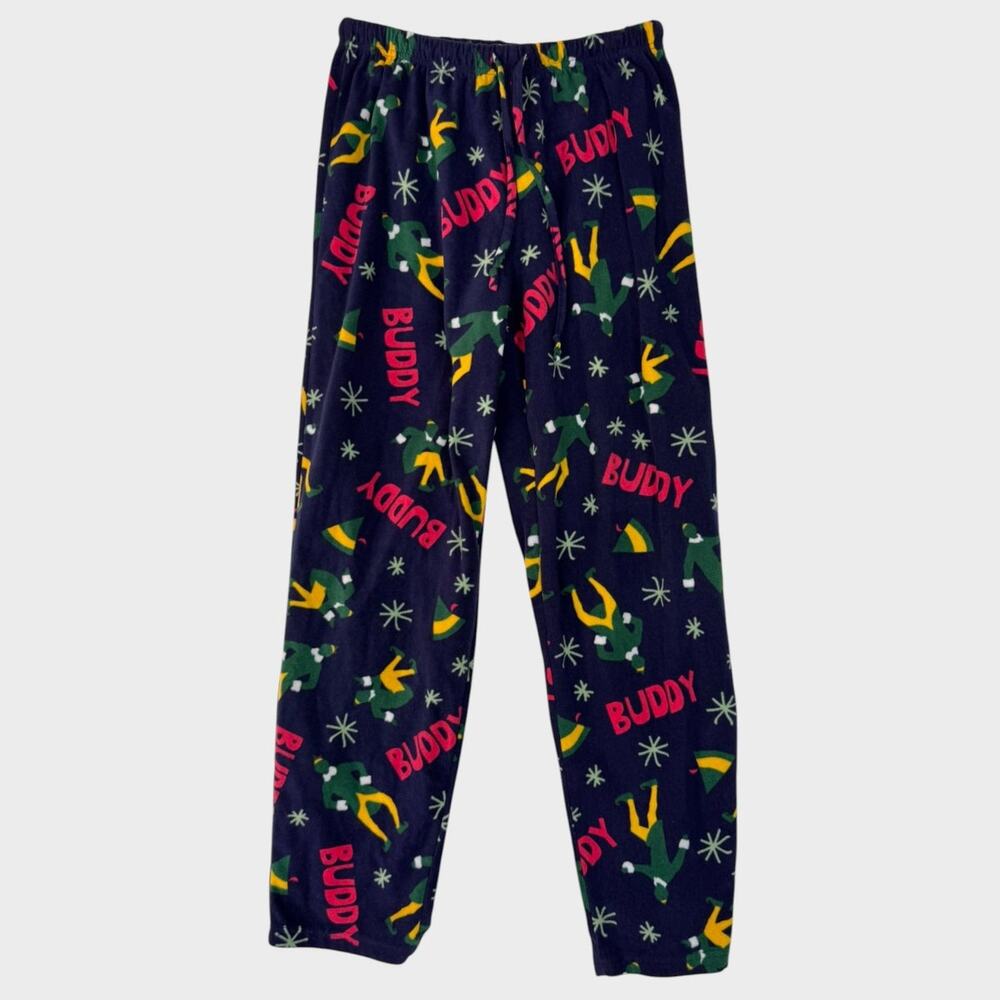 Buddy the Elf Unisex Medium Fleece Navy Blue Pajama Lounge Pants